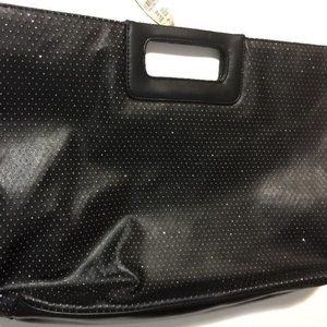 Victoria's Secret Tote Bag Clutch Black Silver Sparkle Dots